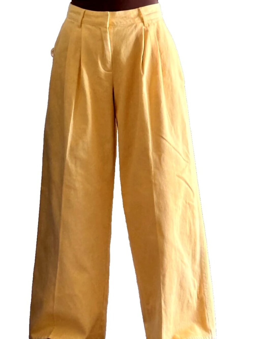 Avec Les Filles Women's  Butter Yellow High Waisted Wide Leg Denim Pants 29 NWT